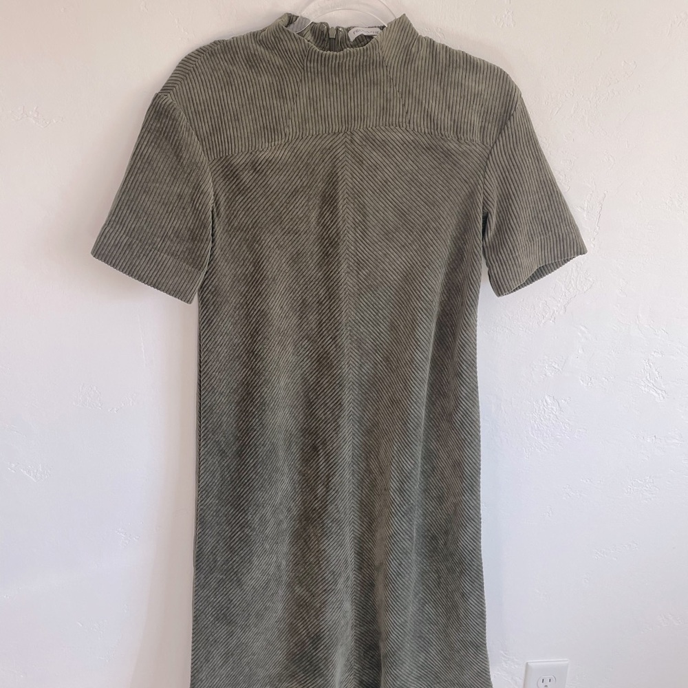 Prologue Olive Green Elbow Sleeve Corduroy Dress midi western size XS excellent